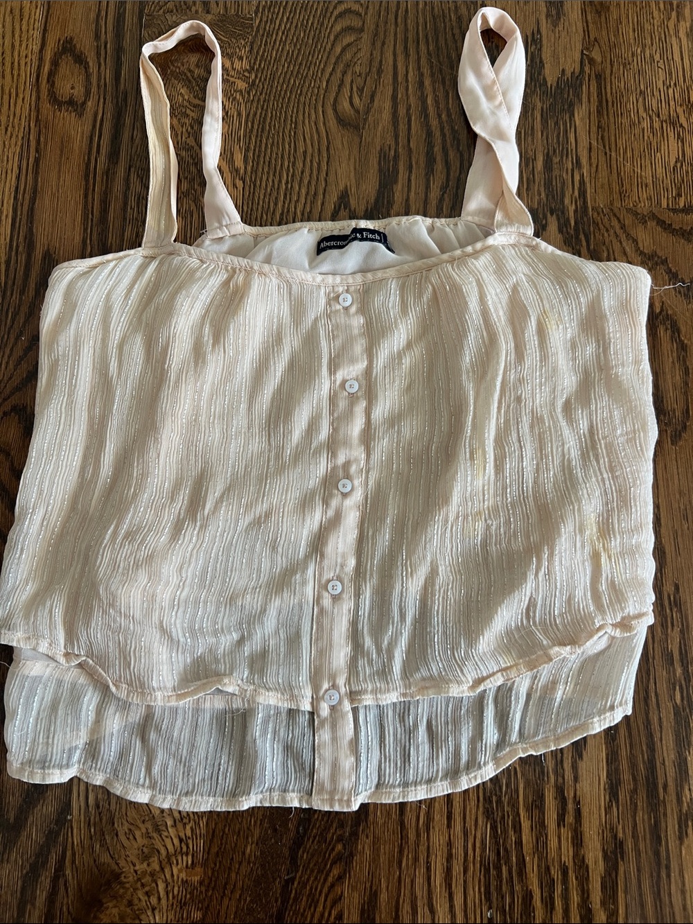 Abercrombie & Fitch Light Cream Textured Button-Front Cami